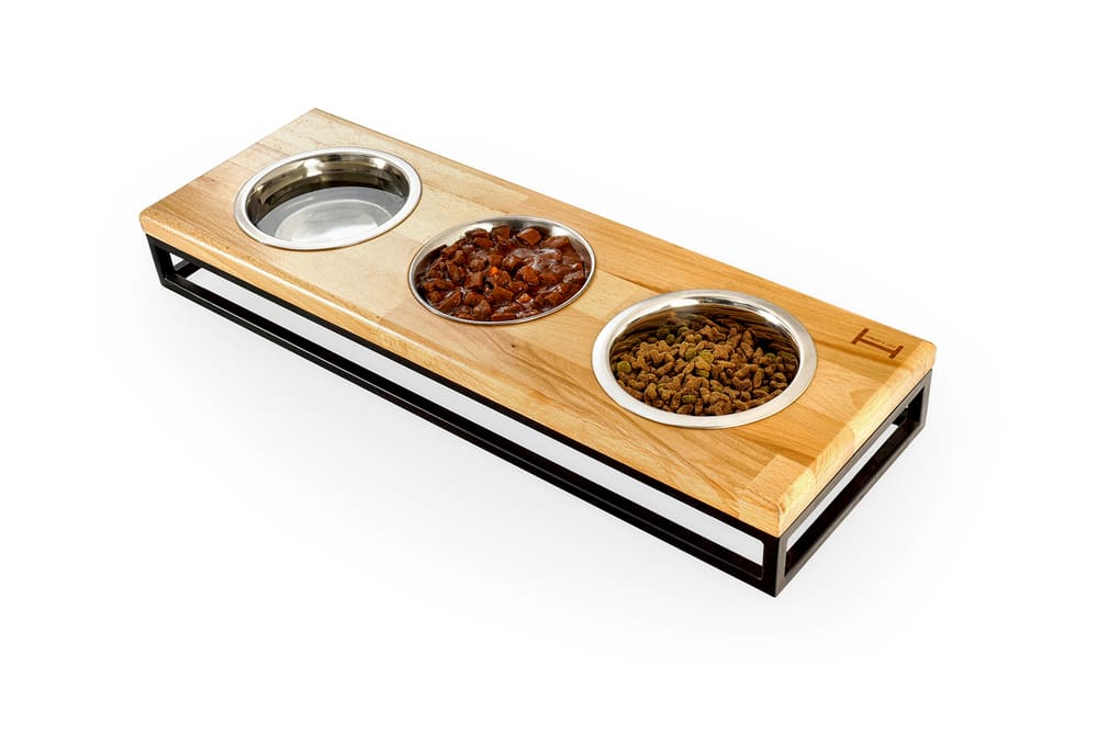 Lunch Bar Wood три миски на подставке S (54x18x7cm / Миски по 0,45л)