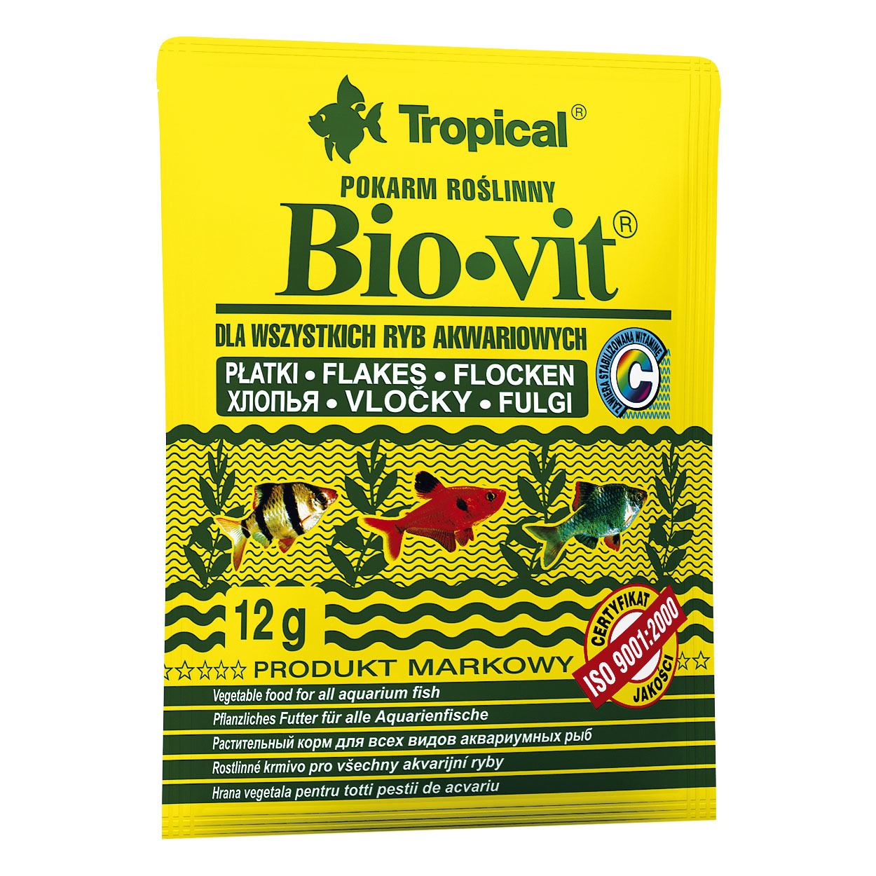 Bio-vit    12g  (хлопья)растит. корм для всех видов рыб