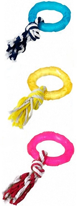 Karlie-Flamingo GOOD4FUN RING WITH ROPE( кольцо с веревкой ) - игрушка для собак, резина - 8 см
