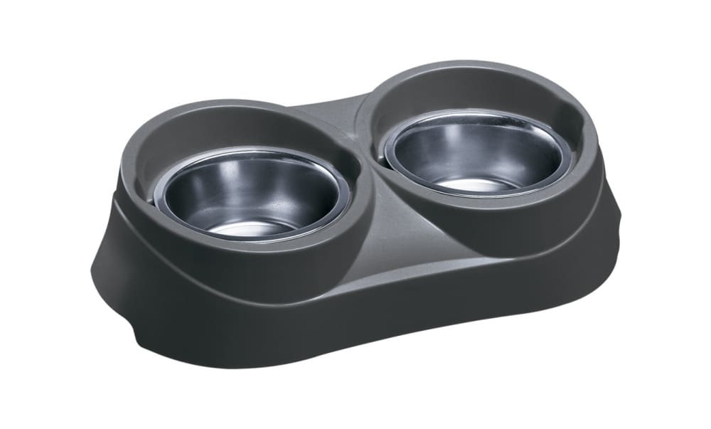 Ferplast Duo Feed 03 - двойная металлическая кормушка на пластмассовой подставке с защитой против скольжения