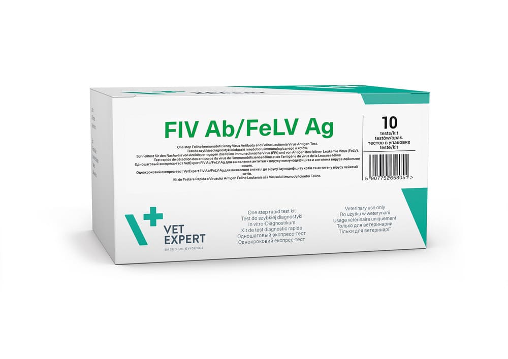 VetExpert FiV Ab / FeLV Ag - антитела иммунодефицита кошек, вирус лейкемии, экспресс-тест (5 шт.)