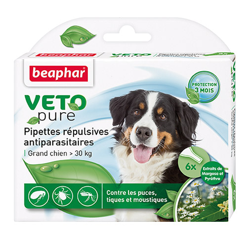 Beaphar Veto Pure Spot On Bio Капли против блох для собак свыше 30 кг (6 пипеток)