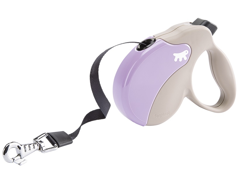 Ferplast Поводок-рулетка Amigo лента L (5м; до 50кг) BEIGE-VIOLET