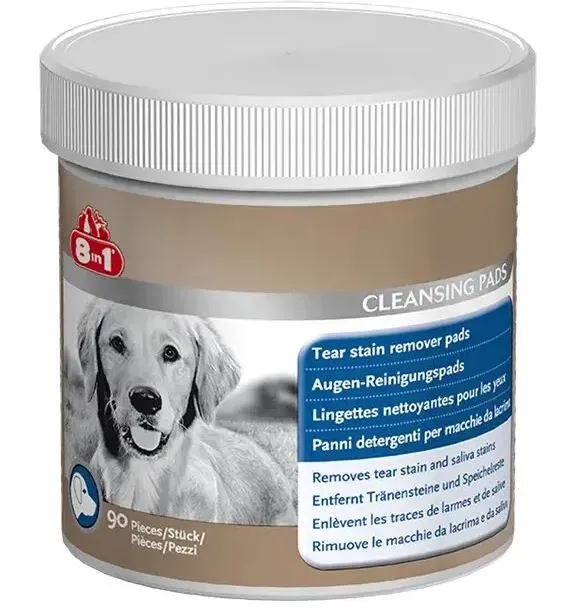 8in1 Tear Cleansing Pads салфетки очистные для собак, удаление пятен от слез и слюны - 90 шт