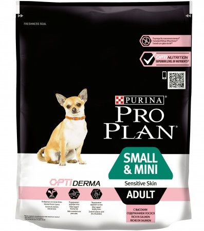 Purina Pro Plan Sensetiv Skin - для взрослых собак мелких и карликовых пород с чувствительной кожей, лосось с рисом - 700 г