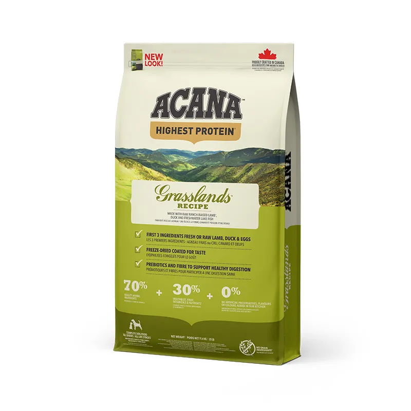 Acana Dog Grasslands Recipe сухой корм с ягненком и уткой для собак всех возрастов и пород - 11,4 кг