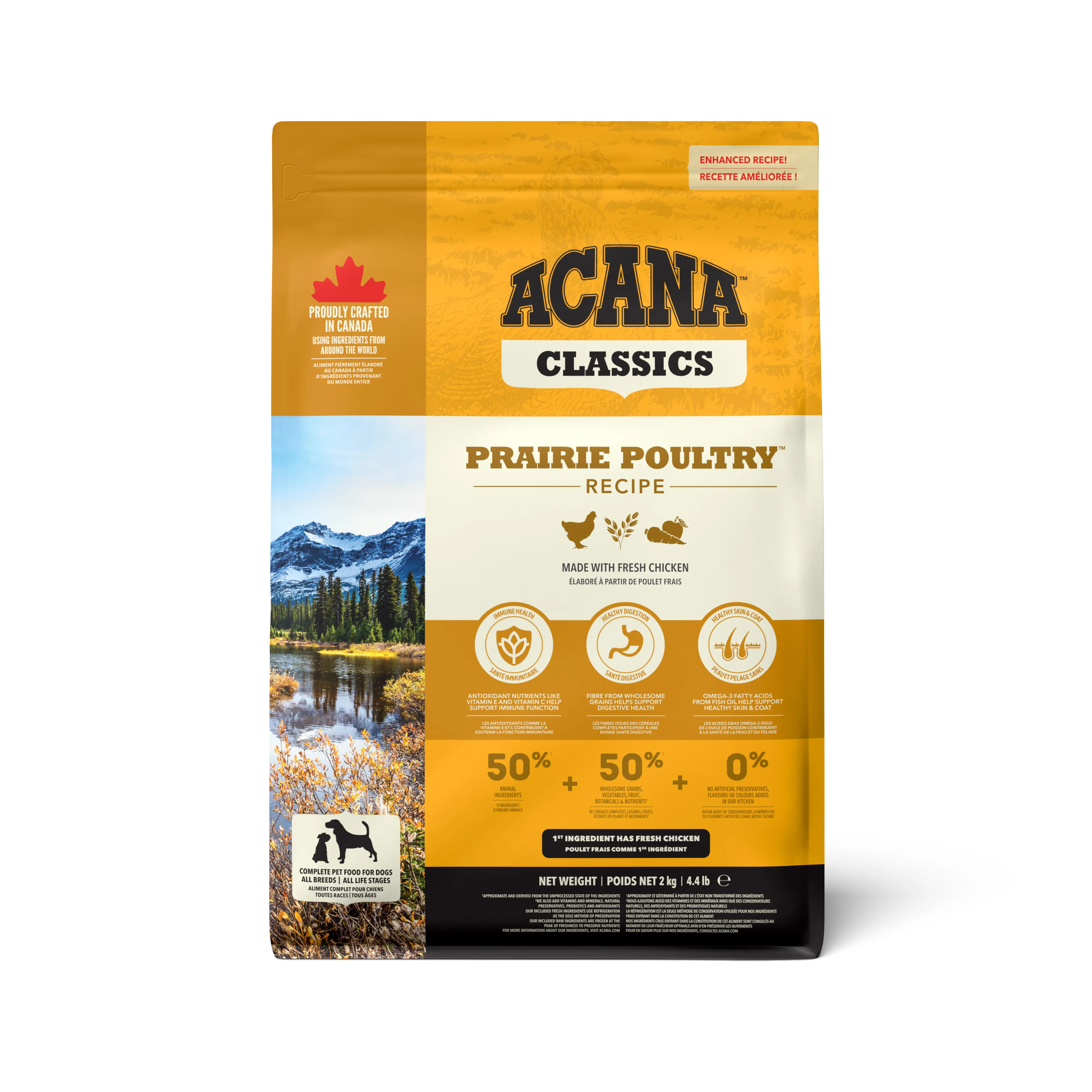 Acana Dog Classics Prairie Poultry Recipe with Chicken сухой корм с цыпленком и индейкой для собак всех пород на всех стадиях жизни - 2 кг