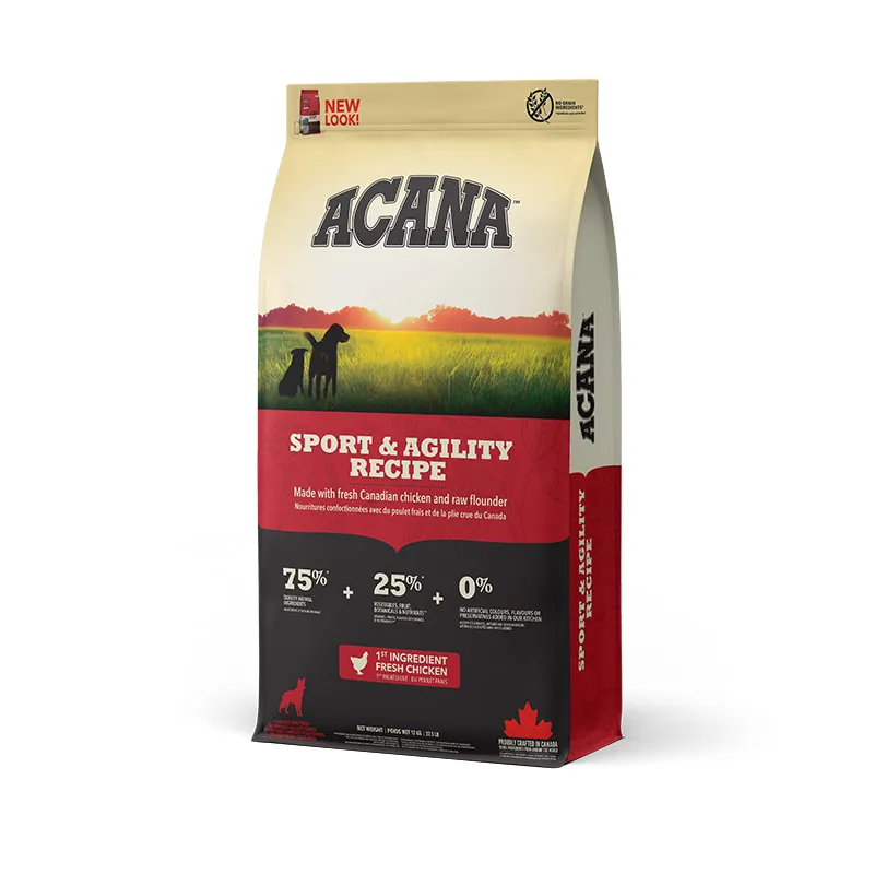 Acana Dog Sport & Agility Recipe сухой корм с мясом курицы и камбалой для активных собак – 17 кг