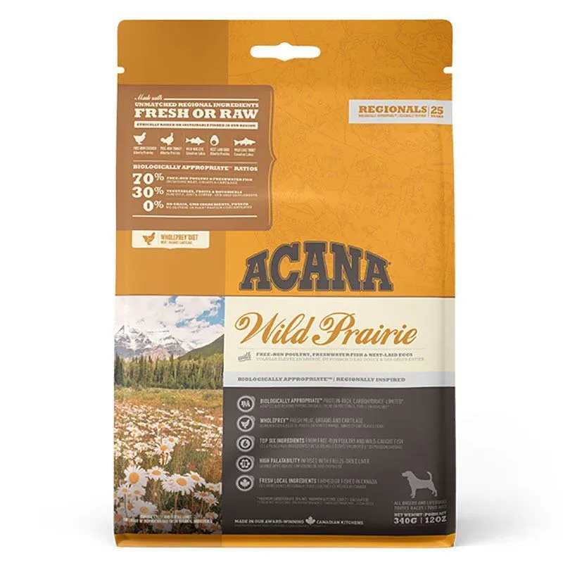 Acana Dog Wild Prairie Recipe сухой корм с мясом курицы и индейки для собак всех пород на всех стадиях жизни – 340 г