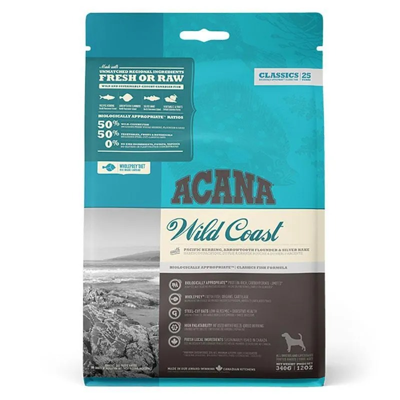 Acana Dog Wild Coast Recipe сухой корм с лососем и селедкой для собак всех пород на всех стадиях жизни - 340 г