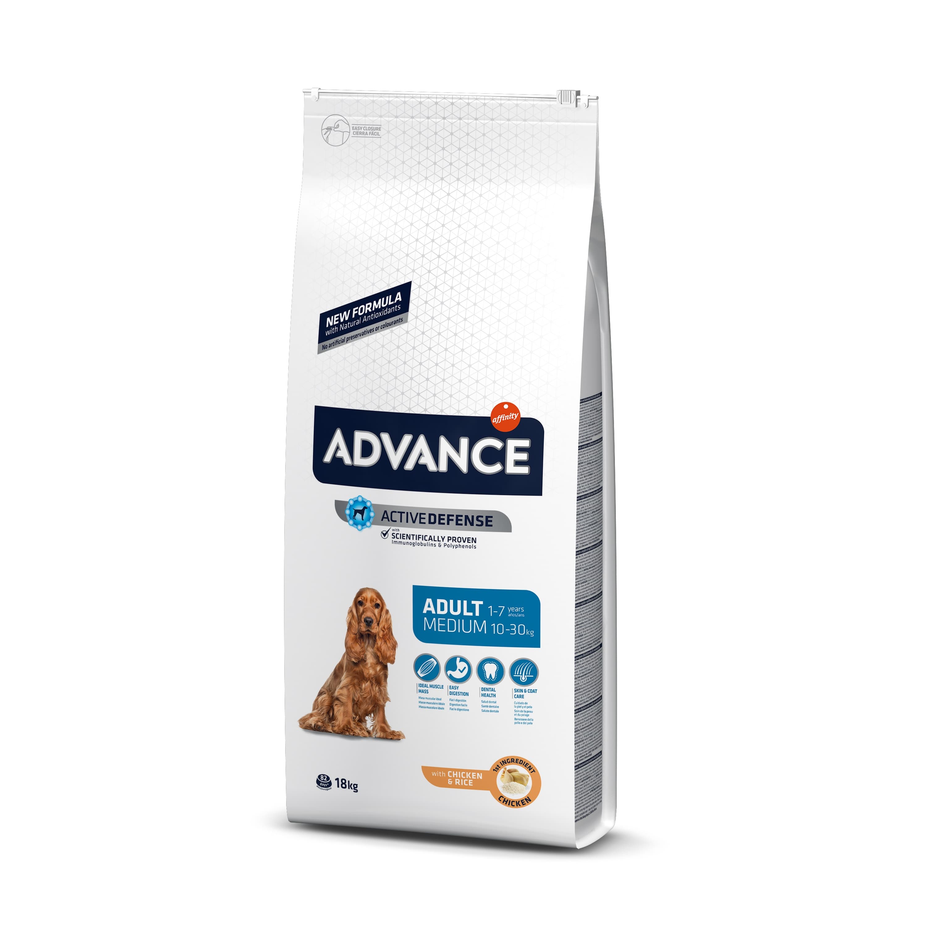 Advance Dog Medium Adult для взрослых собак средних пород с курицей и рисом - 18 кг