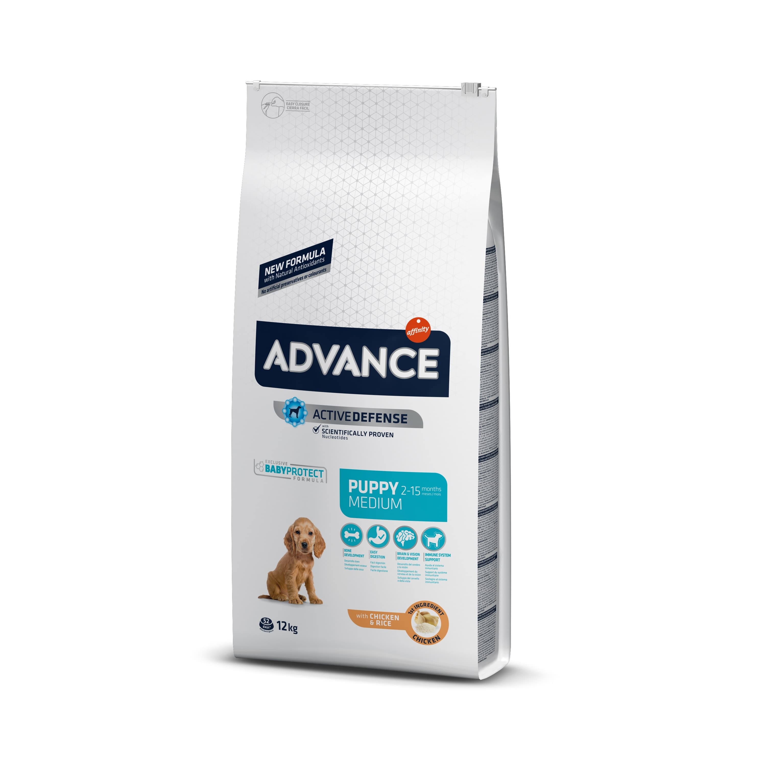 Advance Dog Medium Puppy для щенков средних пород с курицей и рисом - 12 кг