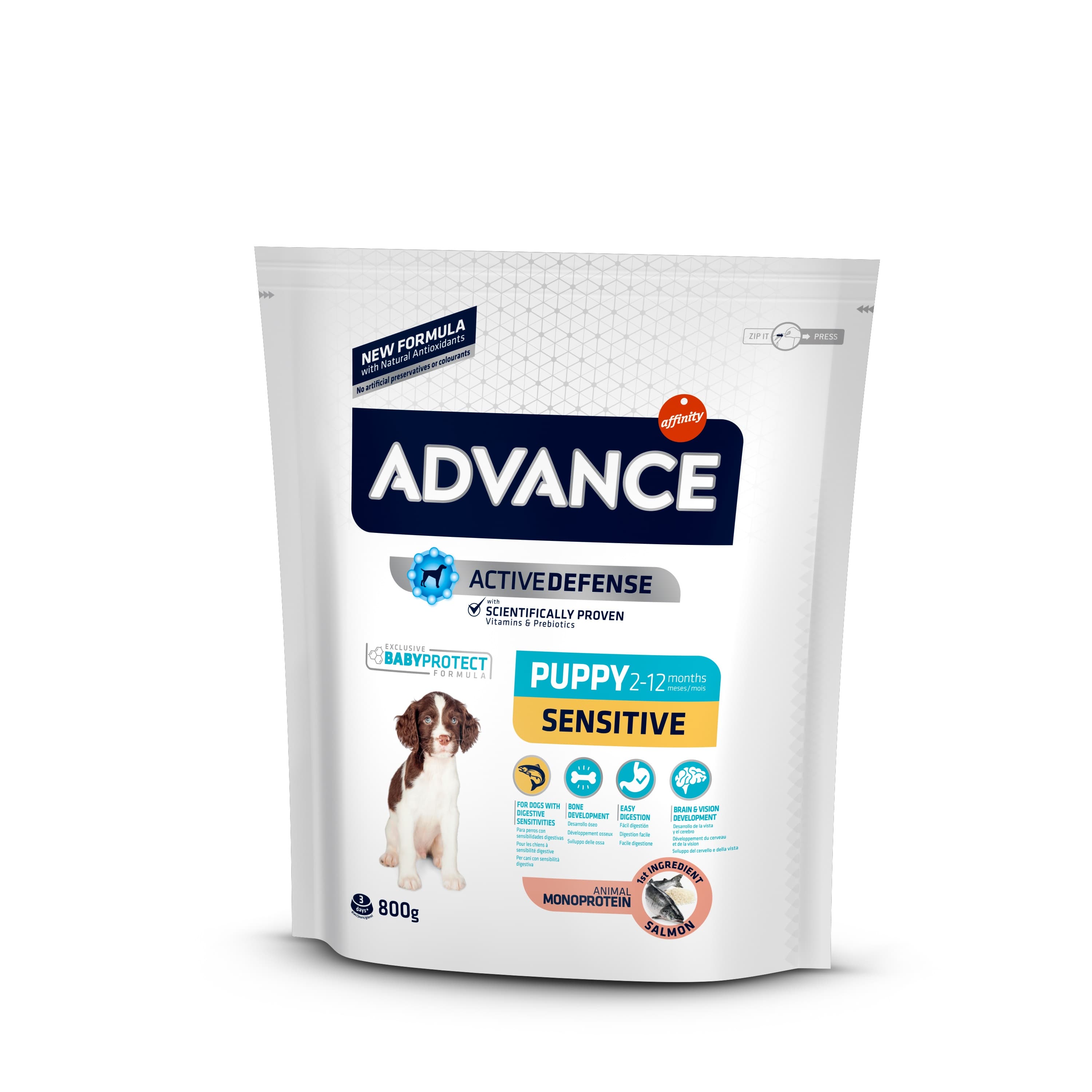 Advance Dog Puppy Sensitive для щенков всех пород с чувствительным пищеварением с лососем и рисом - 0,8 кг