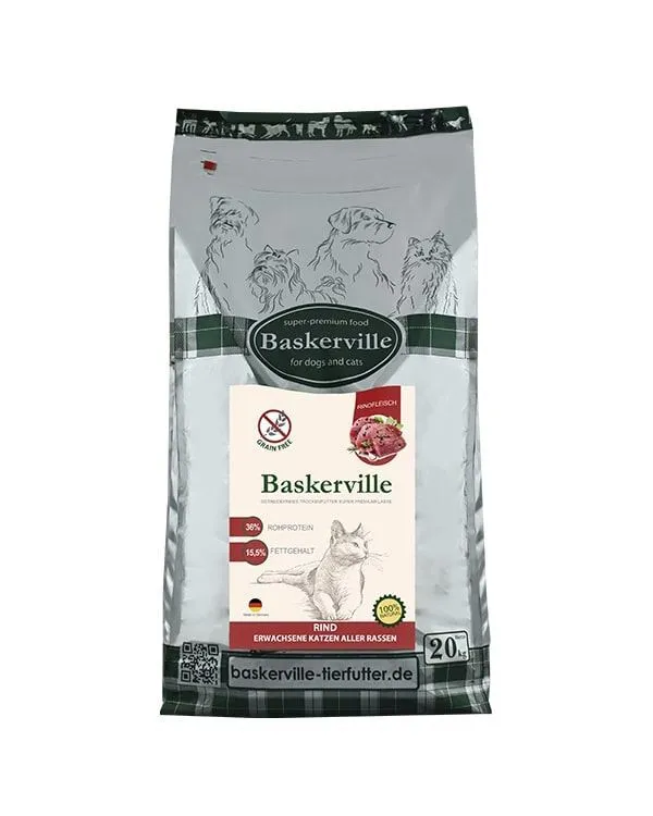 Baskerville Cat Adult Getreidefrei Rind сухой беззерновой корм для взрослых кошек, говядина - 20 кг