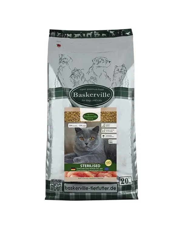 Baskerville Cat Sterilised Katze сухой корм для кошек, стерилизованный, с курицей - 20 кг