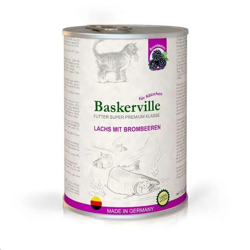 Baskerville Cat волоний корм з лососем та ожиною для кошенят всіх порід (шматочки в соусі) - 400 г