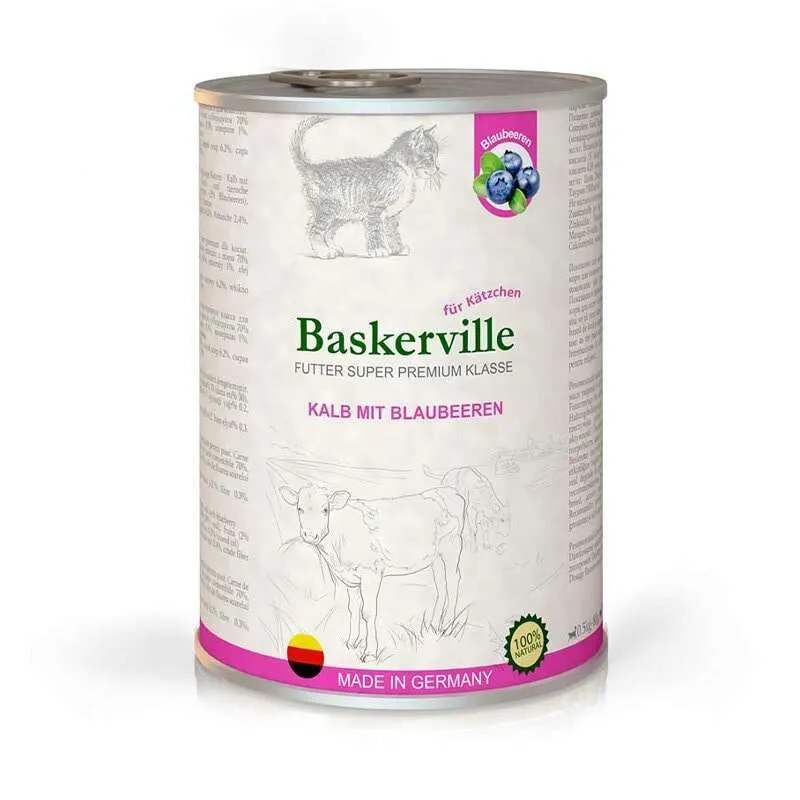 Baskerville Cat вологий корм з телятиною та чорницею для кошенят всіх порід (шматочки в соусі) - 400 г
