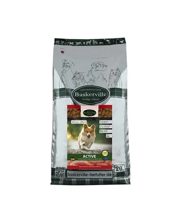 Baskerville Dog Active сухой корм для активных собак с мясом домашней птицы – 20 кг