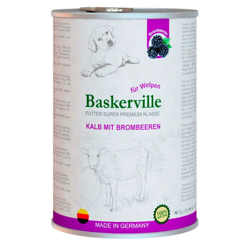 Baskerville Dog Super Premium Kalb Mit Brombeeren, 800 г, влажный корм для щенков с телятиной и ежевикой (кусочки в соусе)