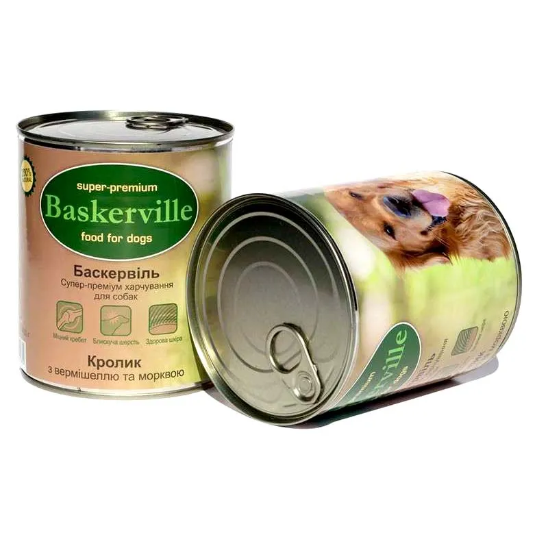Baskerville Dog влажный корм кролик с вермишелью и морковью для собак (кусочки в соусе) – 400 г