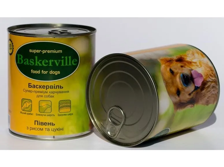 Baskerville Dog влажный корм с петухом, рисом и цуккини для собак (кусочки в соусе) – 400 г