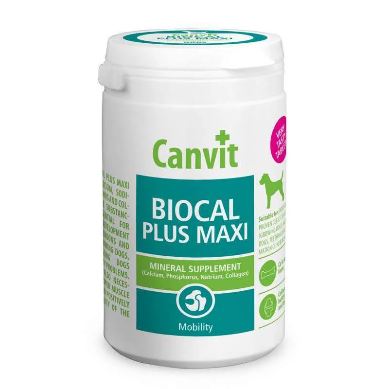 Canvit BIOCAL PLUS MAXI for Dogs таблетки минеральные с коллагеном, для поддержания связок и суставов у собак (76 табл) – 230 г