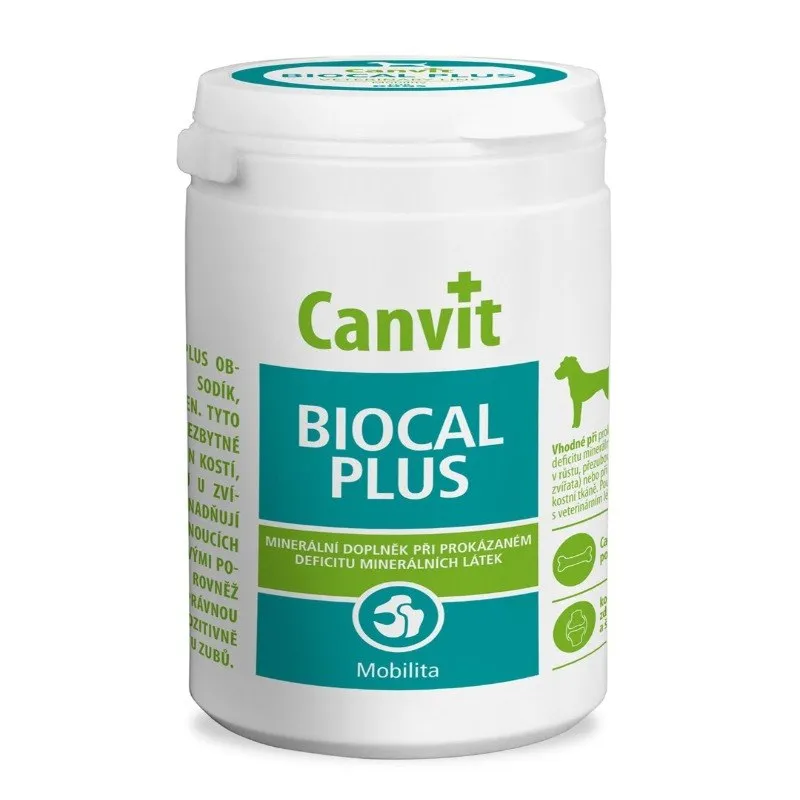 Canvit Biocal plus for Dogs сбалансированный комплекс для здорового развития костной ткани, сухожилий, суставов, хрящей, зубов и мышц собак (500 шт) – 500 г
