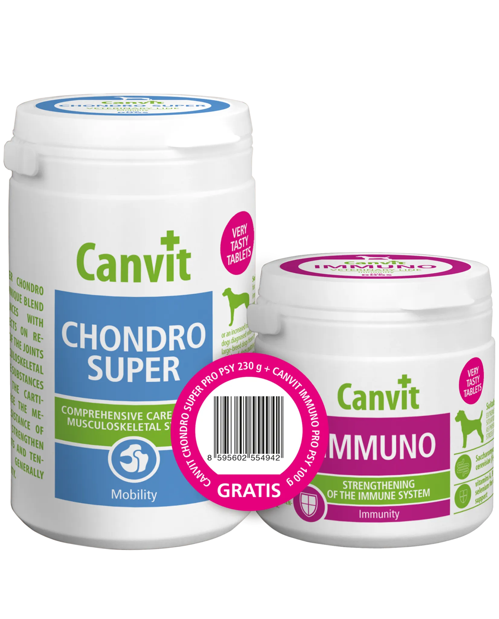 Canvit Chondro Super for Dogs 230 g + Canvit Imuno 100 g