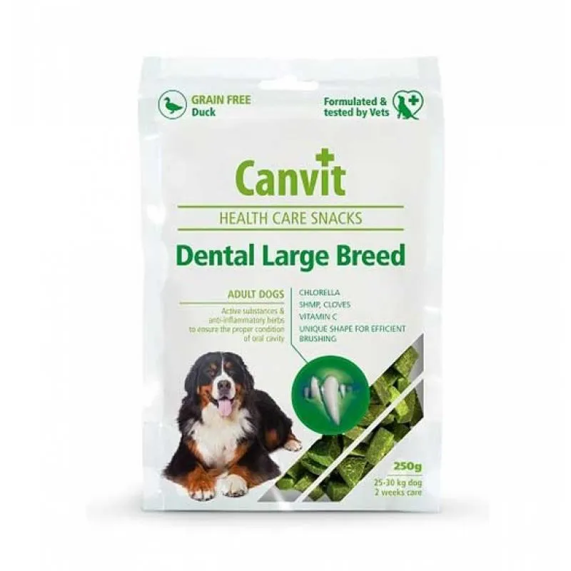 Canvit Dental Large Breed for Dogs полувлажное лакомство для ухода за зубами взрослых собак и пожилых собак крупных пород (80 шт) - 250 г
