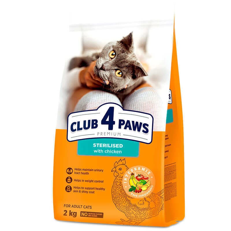 Club 4 Paws Premium Adult Cat Sterilized Chicken сухой корм с курицей для стерилизованных кошек - 2 кг
