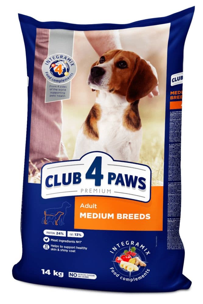 Club 4 Paws Premium Adult Medium Breed Chicken сухой корм с курицей для взрослых собак средних пород – 14 кг
