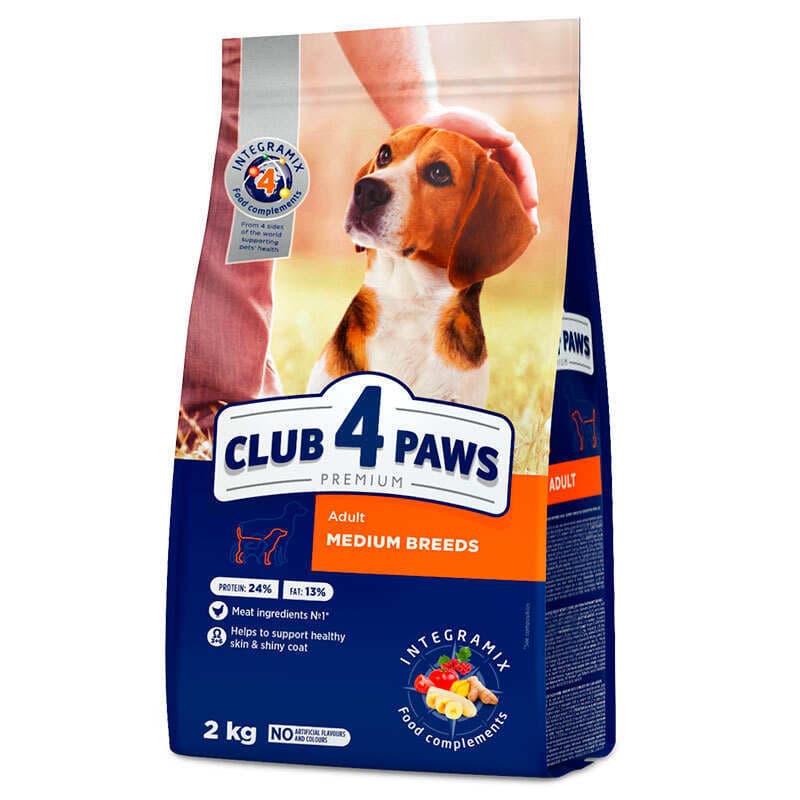 Club 4 Paws Premium Adult Medium Breed Chicken сухой корм с курицей для взрослых собак средних пород – 2 кг