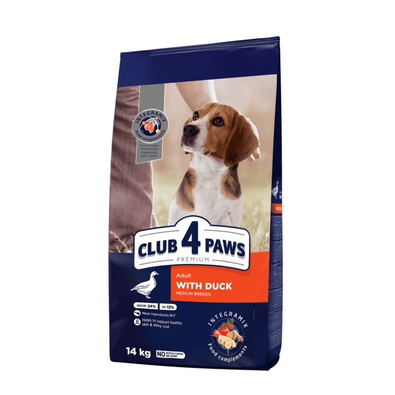 Club 4 Paws Premium Adult Medium Breed Duck сухой корм с уткой для взрослых собак средних пород – 14 кг