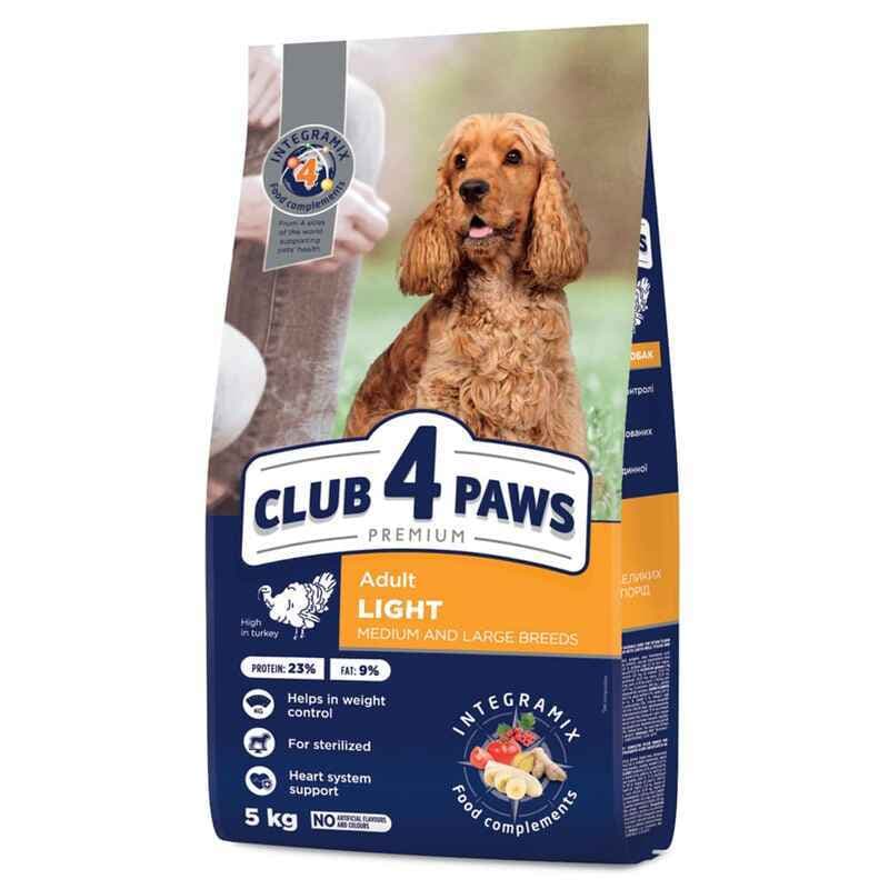 Club 4 Paws Premium Light Adult Medium & Large Breed Turkey сухой корм с индейкой для контроля веса стерилизованных собак средних и крупных пород - 5 кг