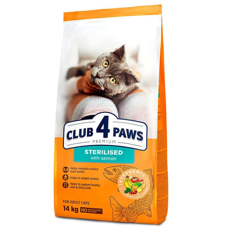 Club 4 Paws Sterilised Salmon сухой корм с лососем для стерилизованных кошек - 14 кг