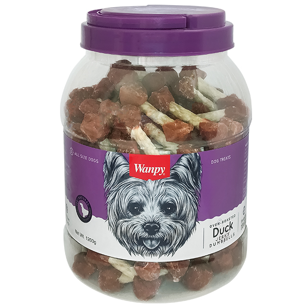 Wanpy Duck Jerky Dumbbells ВАНПИ КОСТЬ-ГАНТЕЛЬ С ВЯЛЕНОЙ УТКОЙ лакомство для собак , 1.2 кг.