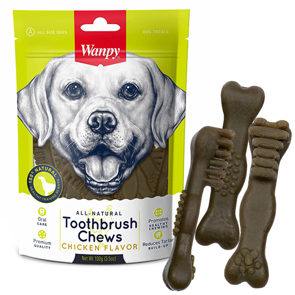 Wanpy Toothbrush Chews Chicken ВАНПИ ЗУБНАЯ ЩЕТКА жевательное лакомство для собак , 0.1 кг.