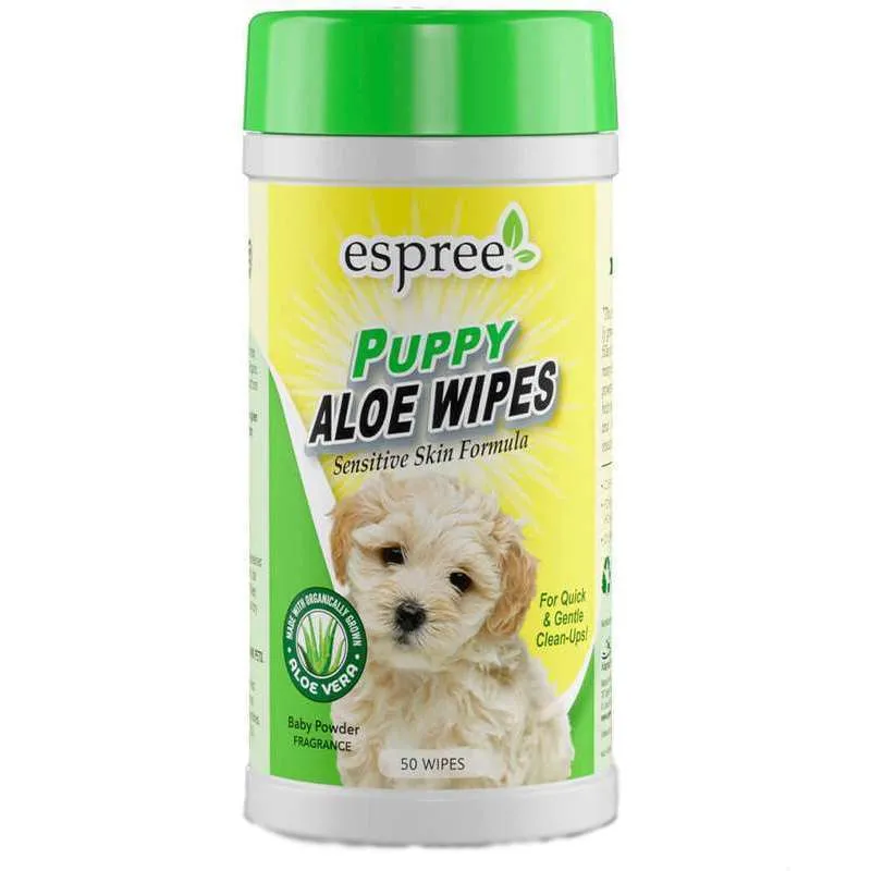 Espree Puppy Aloe Wipes влажные салфетки для очищения чувствительной кожи и шерсти щенков - 50 шт