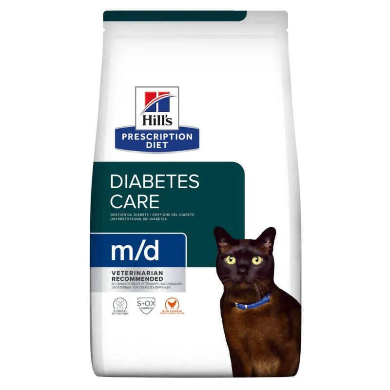 Hill's Prescription Diet m/d Diabetes Care (Diabetes/Weight Management) сухий корм дієтичний з куркою для котів з надмірною вагою та цукровим діабетом – 3 кг