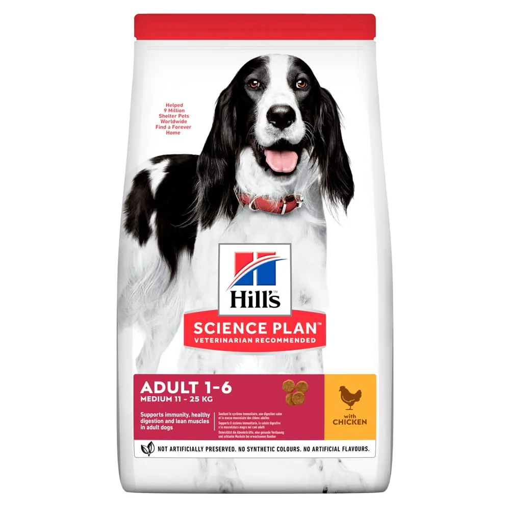 Hill's Science Plan Adult Medium with Chicken сухой корм с курицей для взрослых собак средних пород – 14 кг