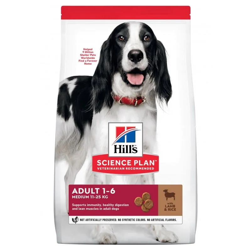 Hill's Science Plan Adult Medium with Lamb&Rice сухой корм с ягненком и рисом для взрослых собак средних пород – 2,5 кг