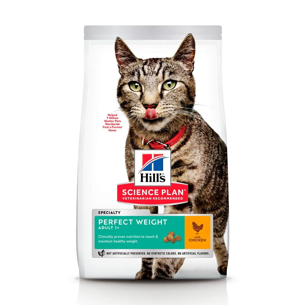 Hill's Science Plan Perfect Weight Adult with Chicken сухой корм с курицей для взрослых кошек, поддержание идеального веса – 2,5 кг