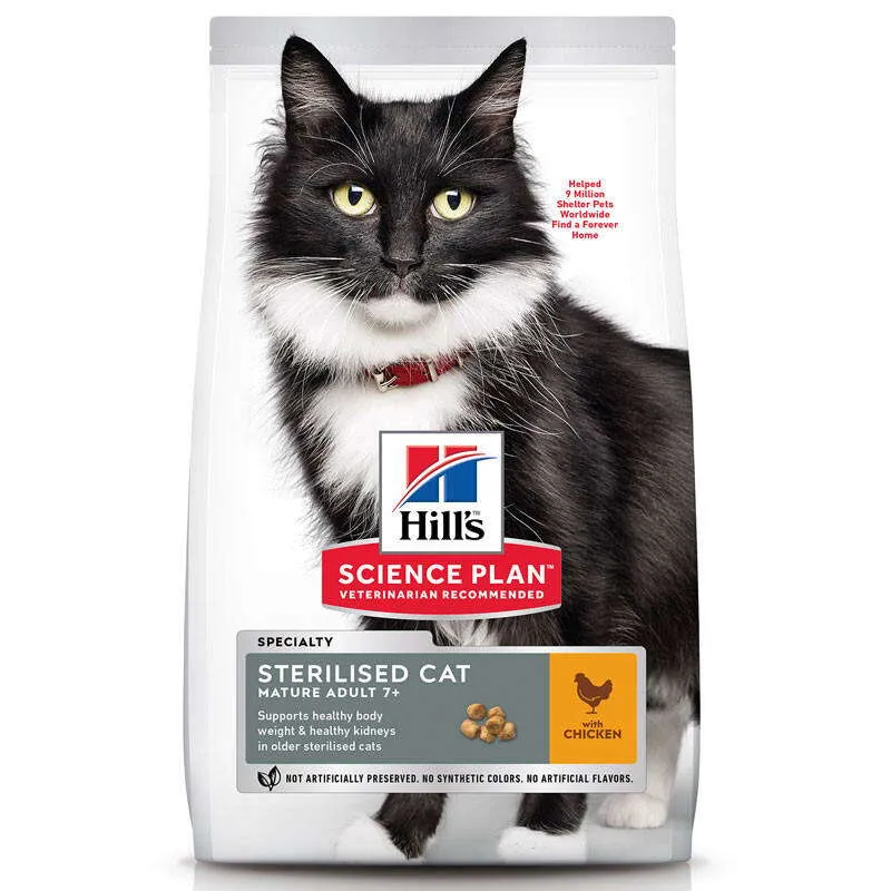 Hill's Science Plan Sterilised Cat Mature Adult 7+ with Chicken сухой корм с курицей для стерилизованных кошек старше 7 лет – 1,5 кг