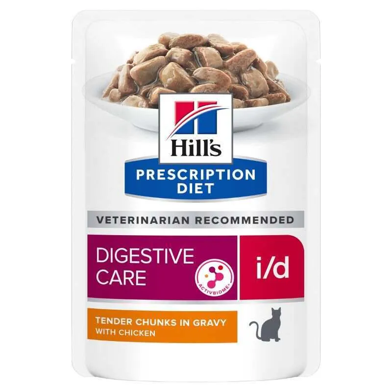 Hill's Wet Prescription Diet i/d Digestive Care (ActivBiome+) влажный корм диетический с курицей для кошек для здоровья желудочно–кишечного тракта (кусочки в соусе) – 85 г