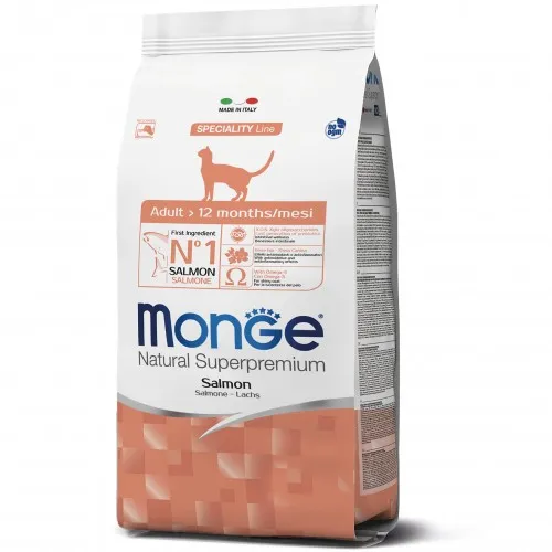 Monge Cat Monoprotein Adult with Salmon сухой корм, монопротеиновый, с лососем для взрослых кошек - 10 кг