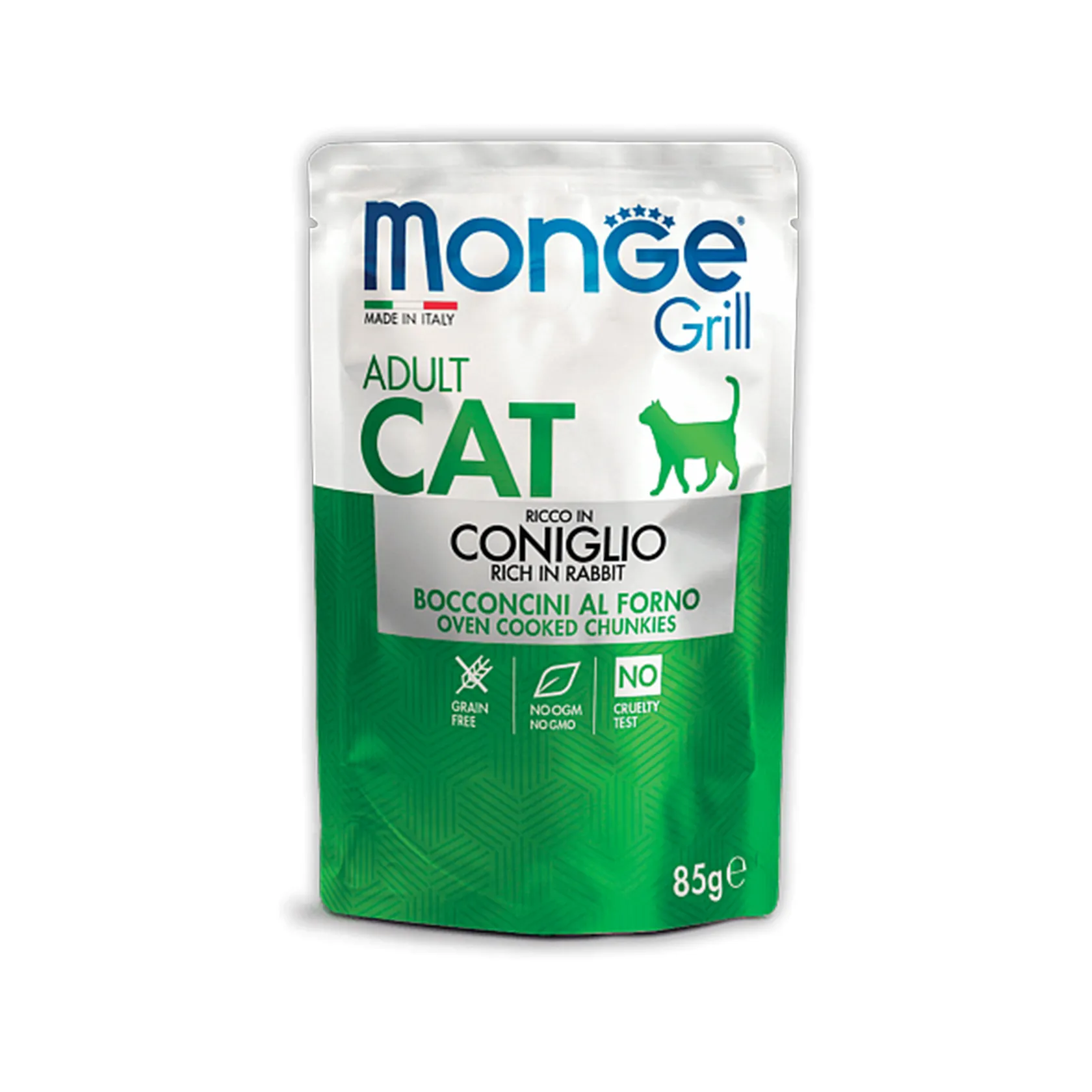 Monge Cat Grill Adult Rabbit вологий корм із кроликом для дорослих котів (шматочки в желе) - 85 г