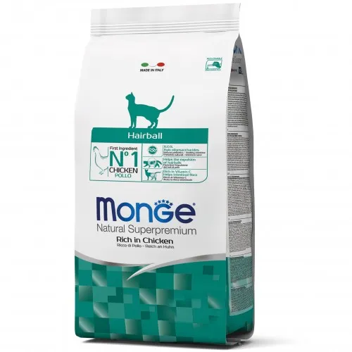Monge Cat Hairball Rich in Chicken сухой корм с курицей для выведения комочков шерсти для кошек - 400 г