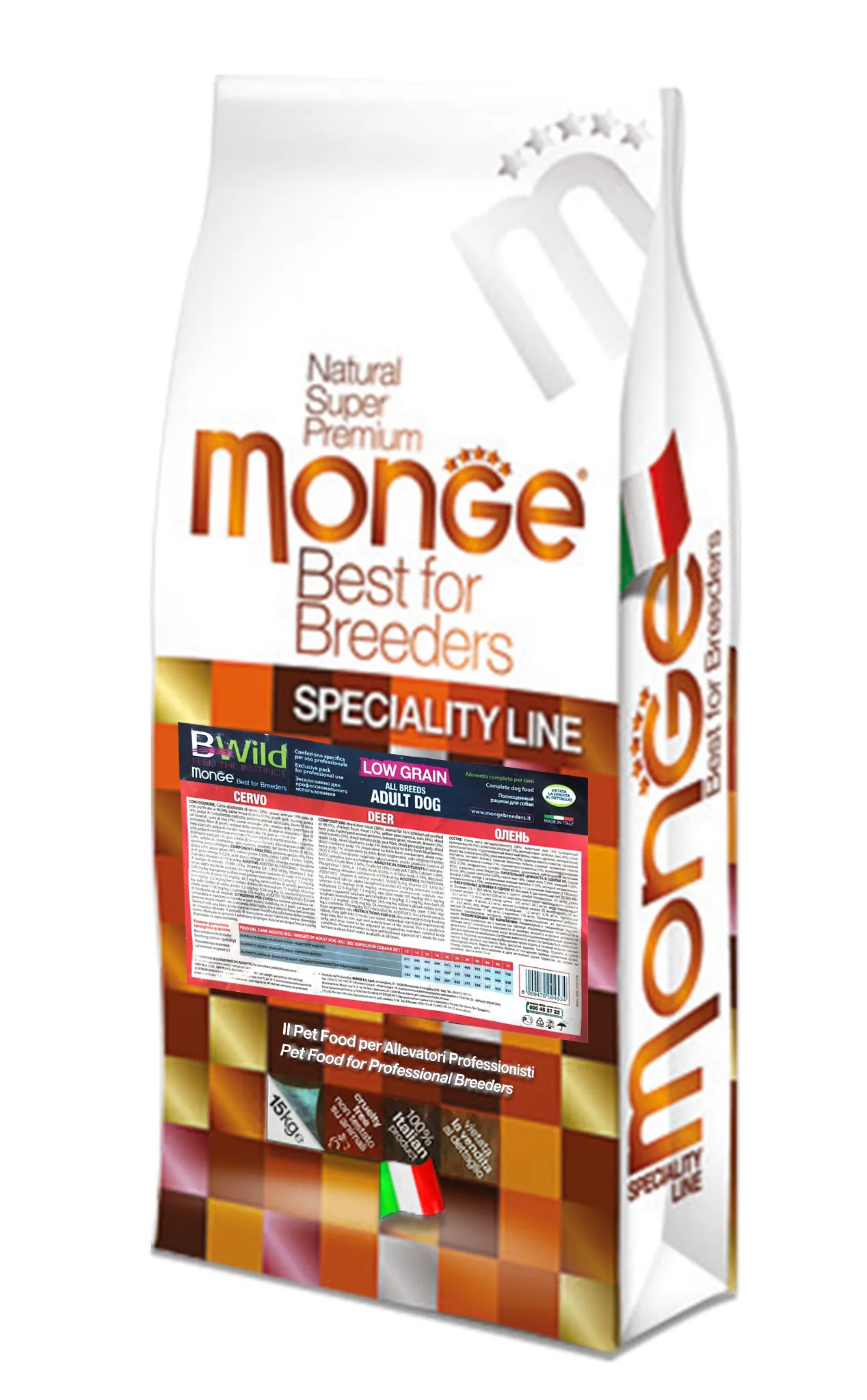 Monge Dog BWild Low Grain Adult All Breeds Deer сухой корм, низкозерновой, из мяса оленя для взрослых собак всех пород – 15 кг