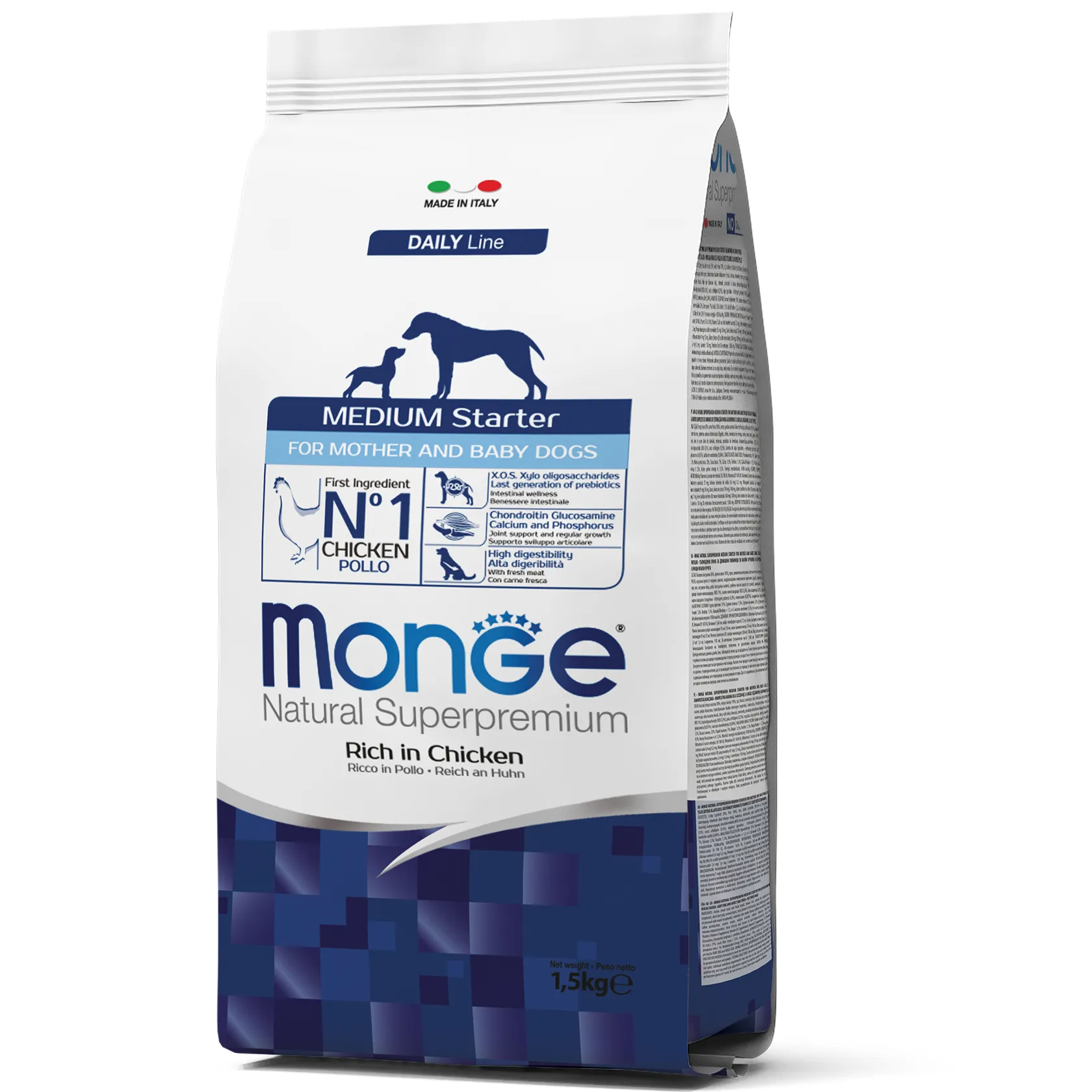Monge Dog Medium Starter сухой корм с курицей для кормящих самок и щенков средних – 1,5 кг