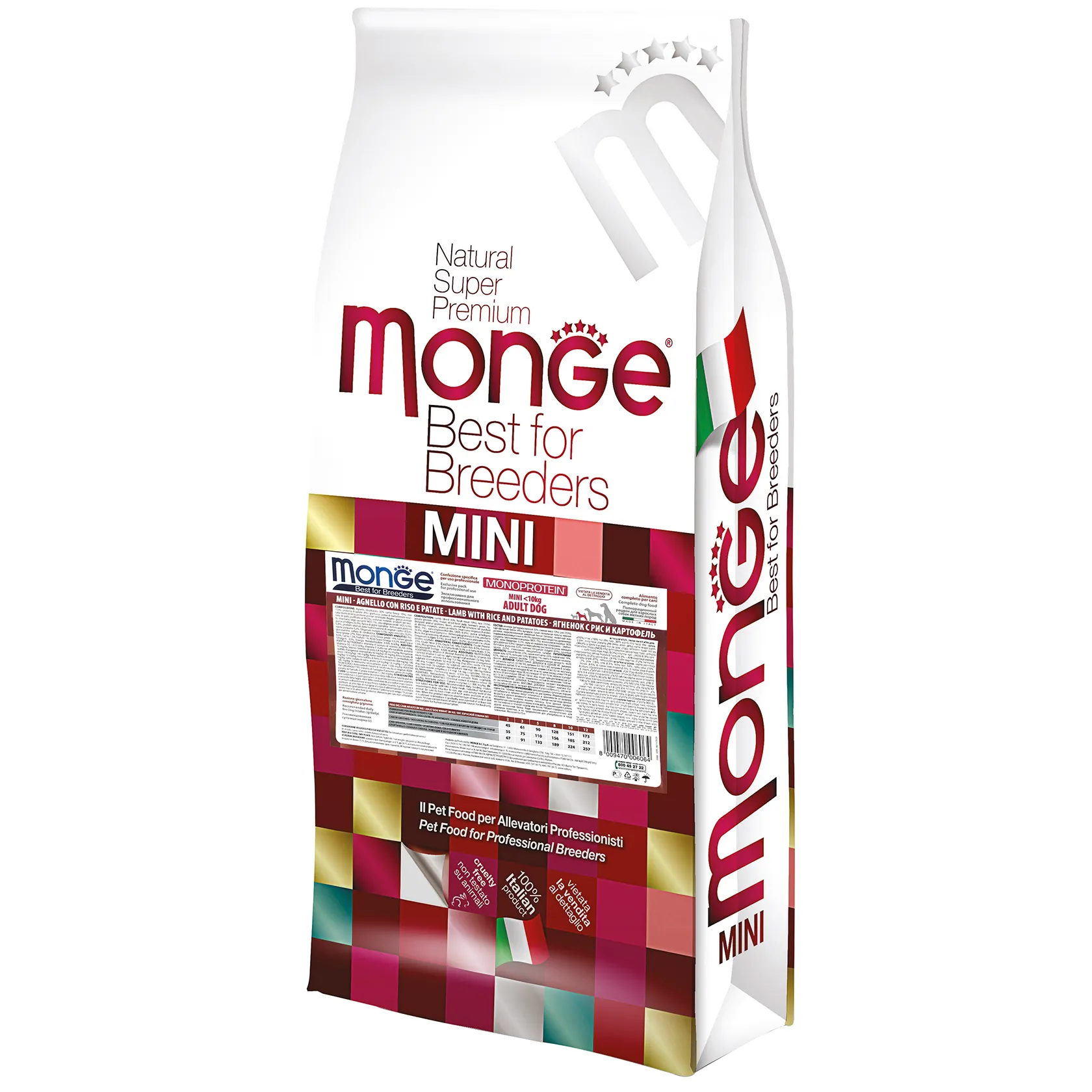 Monge Dog Monoprotein Mini Adult Lamb, Rice and Potatoes сухий корм, монопротеїновий, з ягням, рисом і картоплею для дорослих собак дрібних порід - 15 кг